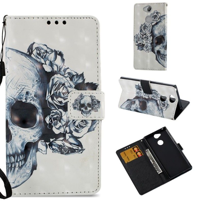 Cover Folio-hoesje Sony Xperia XA2 Telefoonhoesje 3D Bloemenschedel