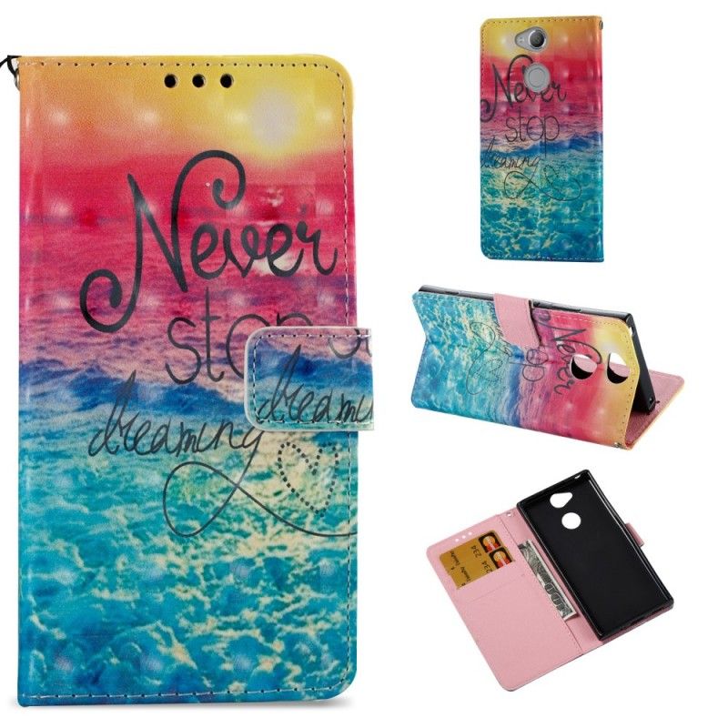 Cover Folio-hoesje Sony Xperia XA2 Telefoonhoesje Stop Nooit Met Dromen 3D