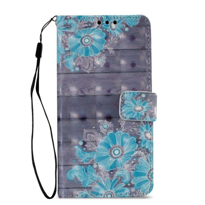 Flip Case Leren Sony Xperia XA2 3D Blauwe Bloemen