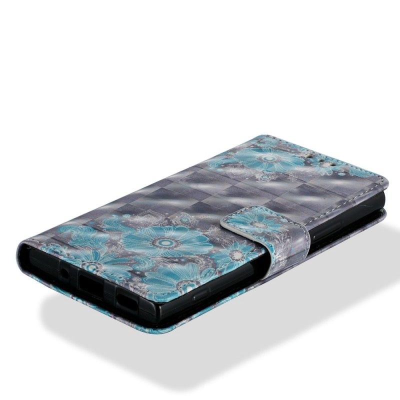 Flip Case Leren Sony Xperia XA2 3D Blauwe Bloemen