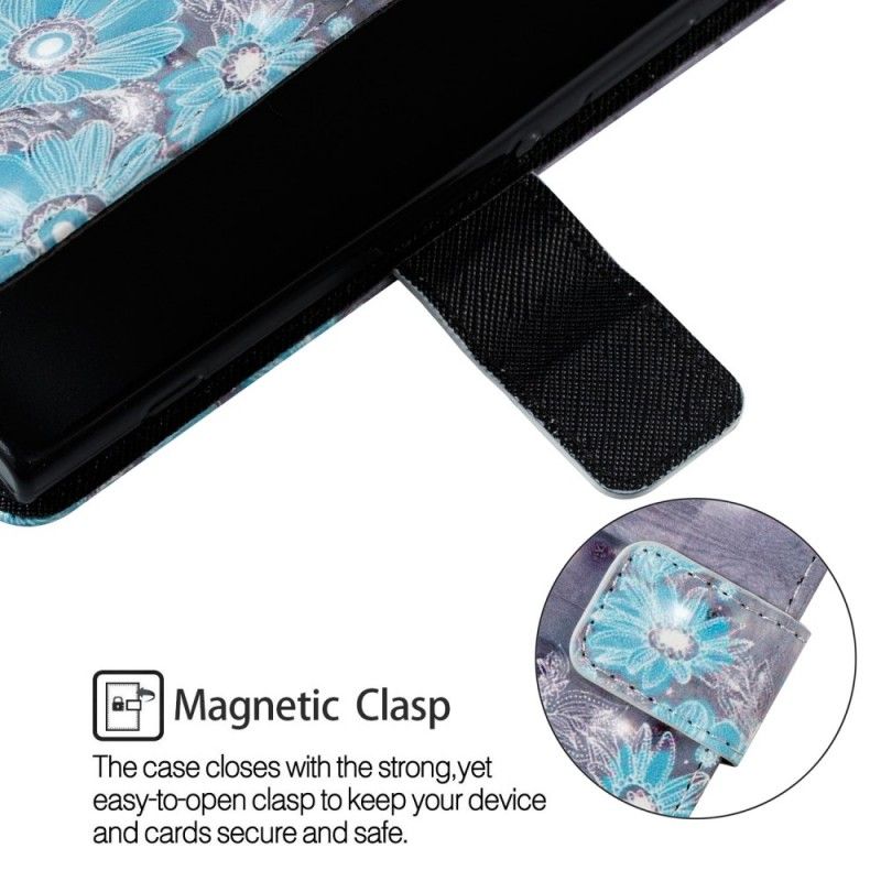 Flip Case Leren Sony Xperia XA2 3D Blauwe Bloemen