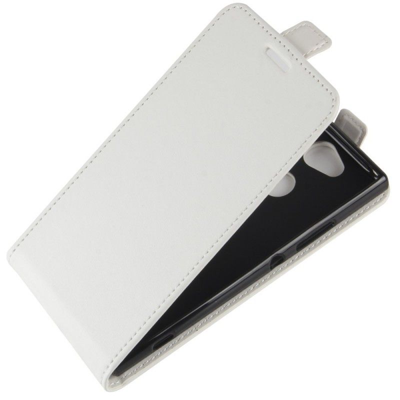 Leren Hoesje Sony Xperia XA2 Wit Zwart Telefoonhoesje Opvouwbaar