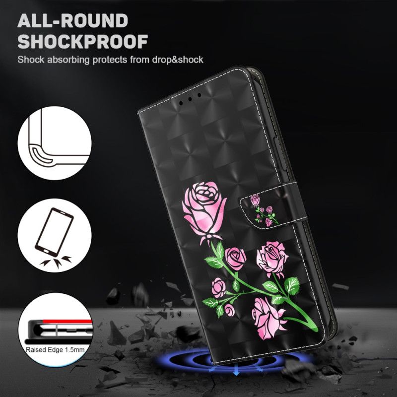 Bescherming Hoesje Samsung Galaxy S24 Ultra 5g Rozenbloemen Met Riempje