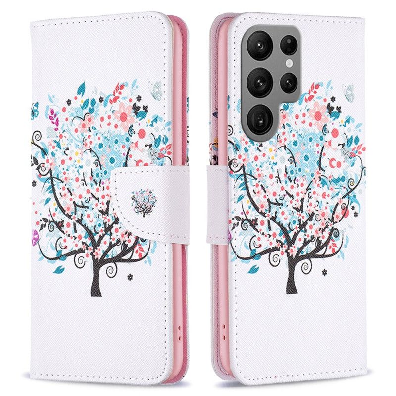 Flip Case Leren Samsung Galaxy S24 Ultra 5g Bloeiende Boom