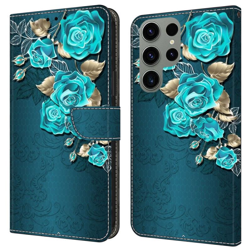 Folio-hoesje Samsung Galaxy S24 Ultra 5g Blauwe Rozen