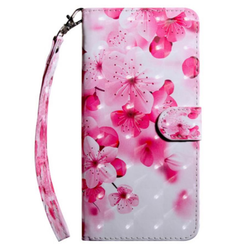 Folio-hoesje Samsung Galaxy S24 Ultra 5g Rode Bloemen Met Riem