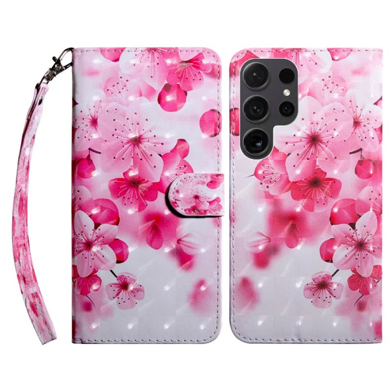 Folio-hoesje Samsung Galaxy S24 Ultra 5g Rode Bloemen Met Riem