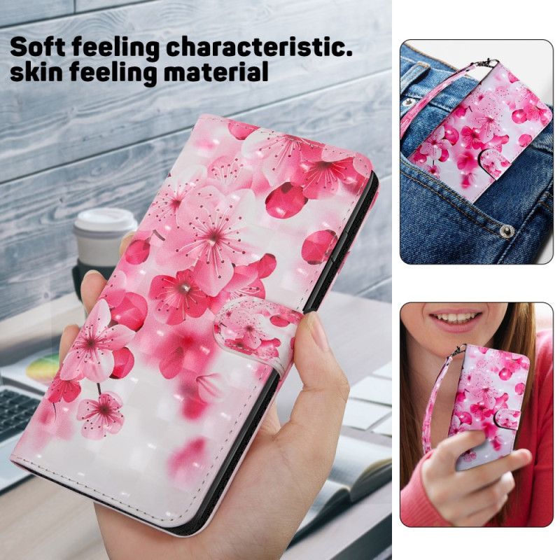 Folio-hoesje Samsung Galaxy S24 Ultra 5g Rode Bloemen Met Riem