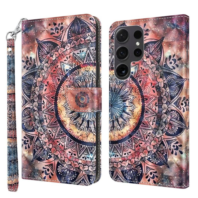 Folio-hoesje Samsung Galaxy S24 Ultra 5g Telefoonhoesje Kleurrijke Mandala Met Riempje