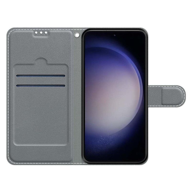 Folio-hoesje Samsung Galaxy S24 Ultra 5g Telefoonhoesje Witte Wolken En Blauwe Vlinders Met Riem