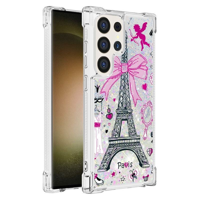 Hoesje Samsung Galaxy S24 Ultra 5g Eiffeltoren Glitter