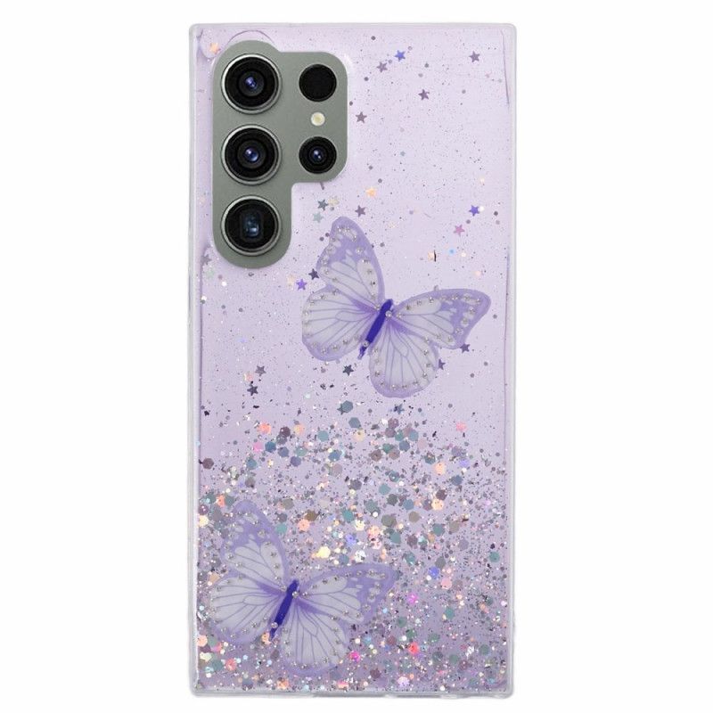 Hoesje Samsung Galaxy S24 Ultra 5g Glitter Met Vlinders