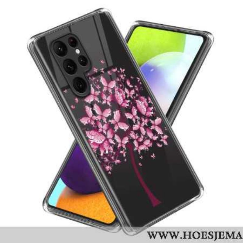 Hoesje Samsung Galaxy S24 Ultra 5g Roze Bloemen Bescherming Hoesje