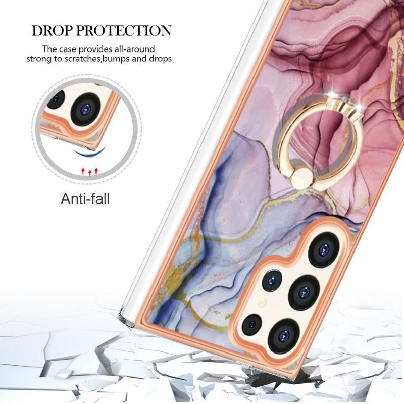 Hoesje Voor Samsung Galaxy S24 Ultra 5g Met Steunring In Gemarmerde Stijl