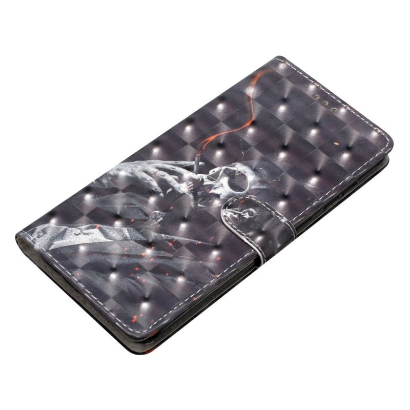 Leren Hoesje Samsung Galaxy S24 Ultra 5g Rokend Skelet Met Riem Bescherming Hoesje