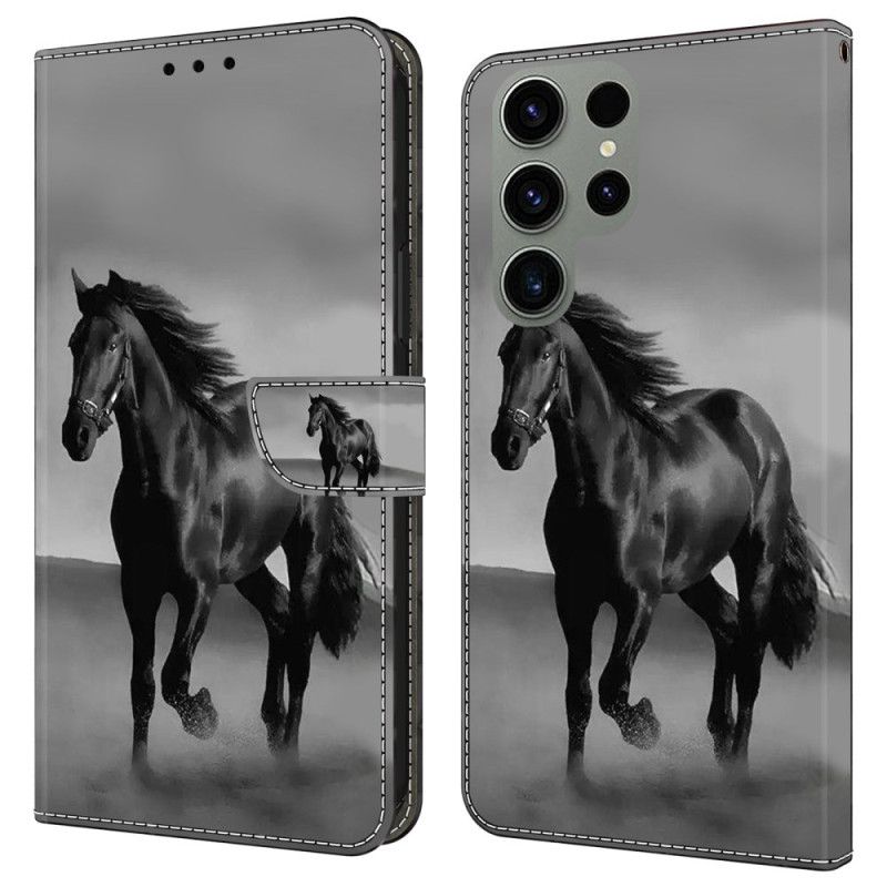 Leren Hoesje Samsung Galaxy S24 Ultra 5g Zwart Paard