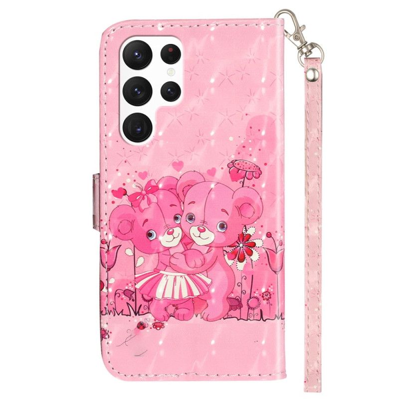 Leren Hoesje Voor Samsung Galaxy S24 Ultra 5g Draagkoordbeertjes