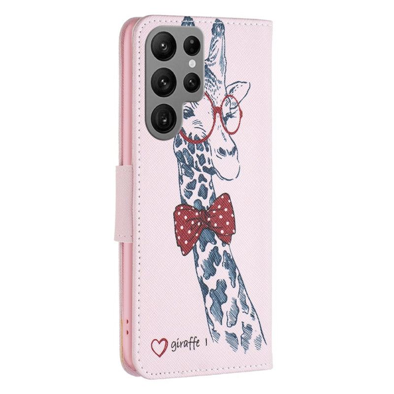 Leren Hoesje Voor Samsung Galaxy S24 Ultra 5g Intellectuele Giraffe