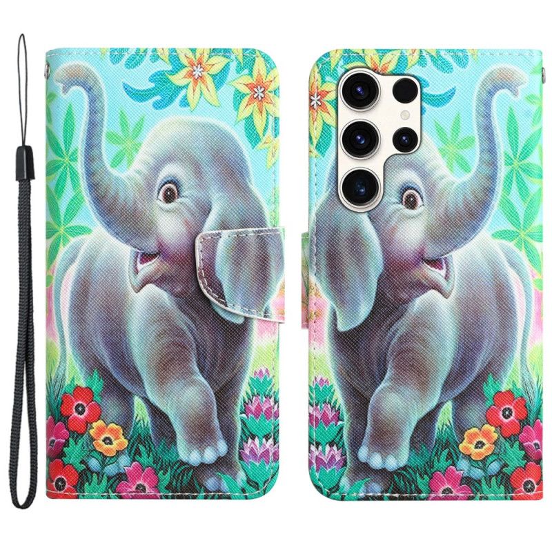 Leren Hoesje Voor Samsung Galaxy S24 Ultra 5g Olifant Met Riem