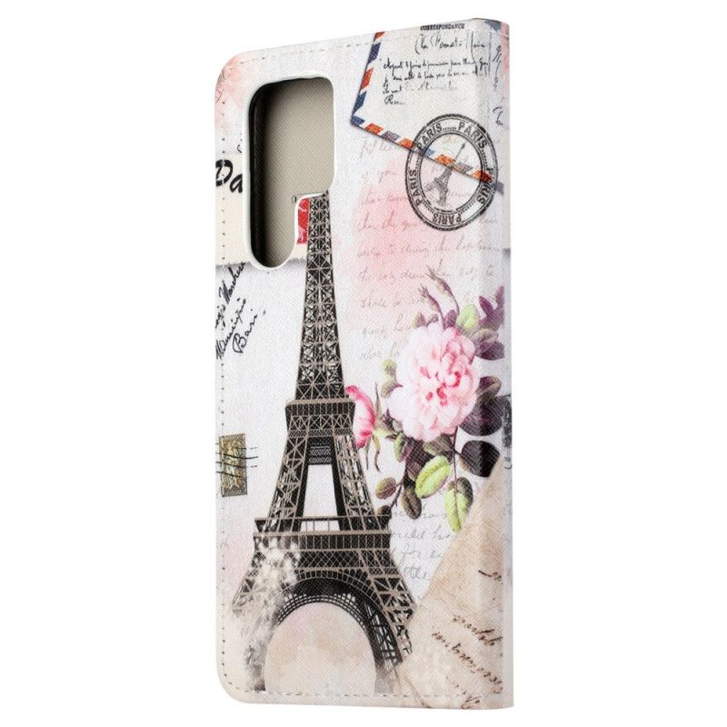 Leren Hoesje Voor Samsung Galaxy S24 Ultra 5g Vintage Eiffeltoren