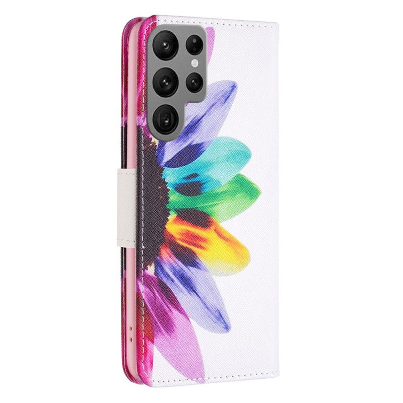 Leren Hoesje Voor Samsung Galaxy S24 Ultra 5g Waterverfbloem