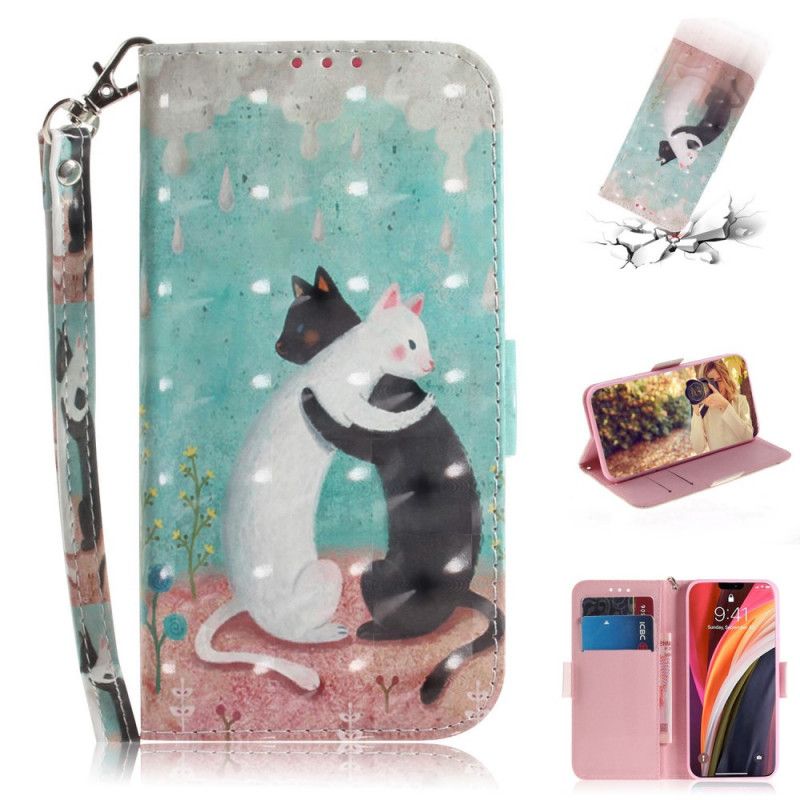 Bescherming Hoesje iPhone 12 Pro Max Telefoonhoesje Kattenvriendjes Met String