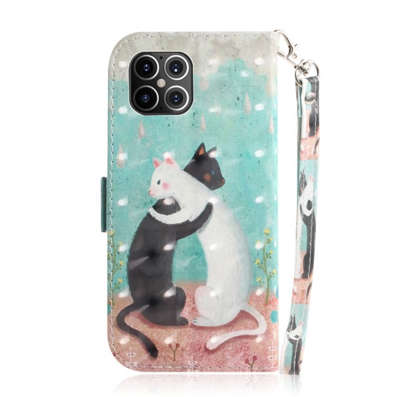 Bescherming Hoesje iPhone 12 Pro Max Telefoonhoesje Kattenvriendjes Met String