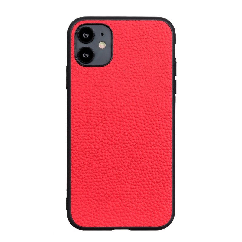 Case Hoesje iPhone 12 Pro Max Rood Zwart Telefoonhoesje Echt Lychee Leer