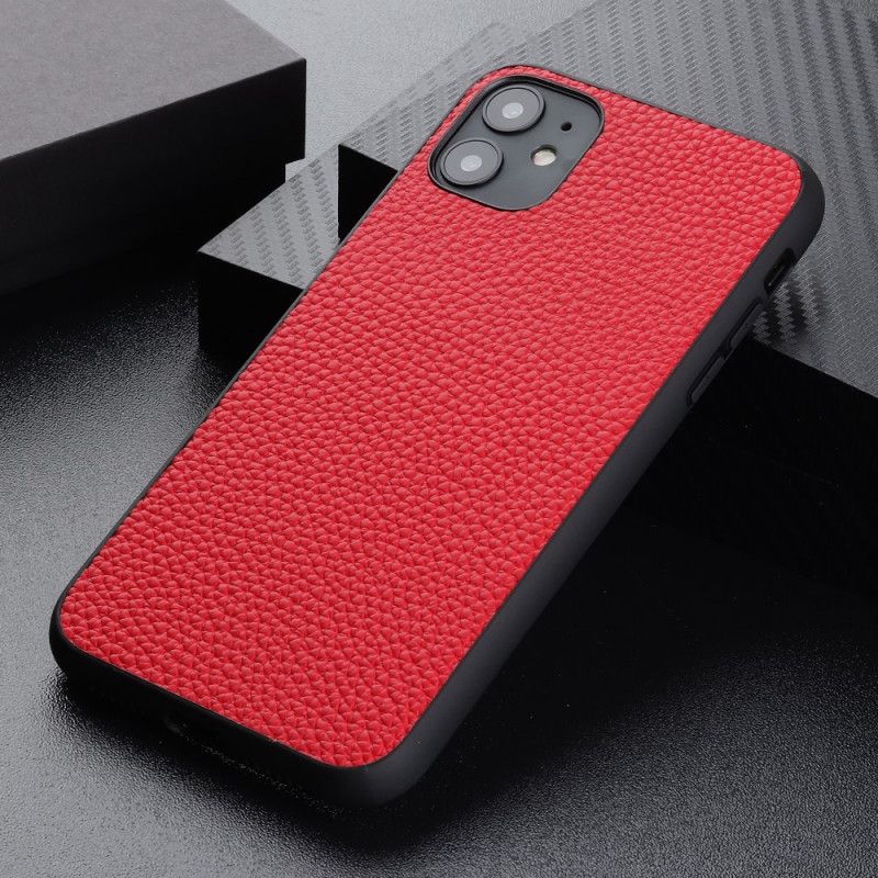 Case Hoesje iPhone 12 Pro Max Rood Zwart Telefoonhoesje Echt Lychee Leer