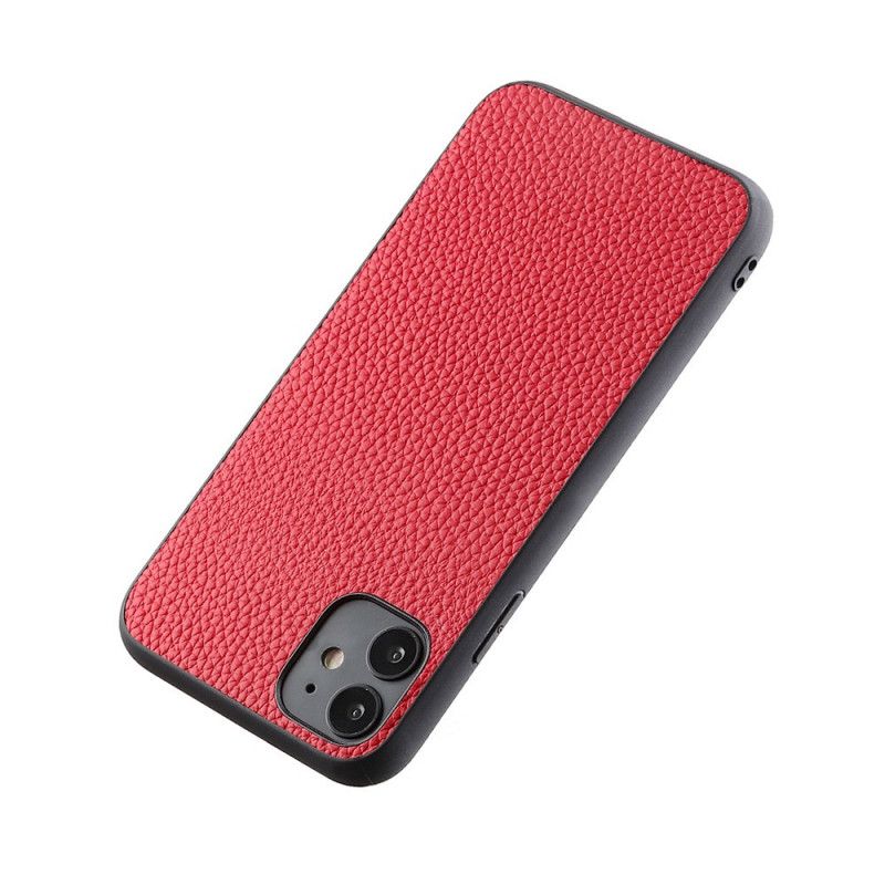 Case Hoesje iPhone 12 Pro Max Rood Zwart Telefoonhoesje Echt Lychee Leer