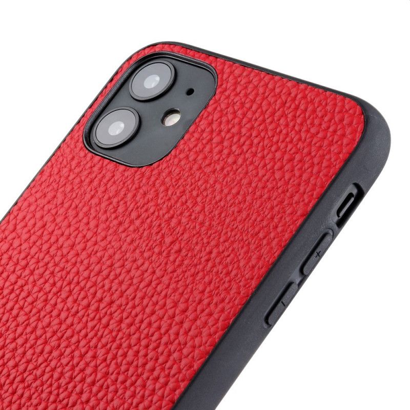 Case Hoesje iPhone 12 Pro Max Rood Zwart Telefoonhoesje Echt Lychee Leer