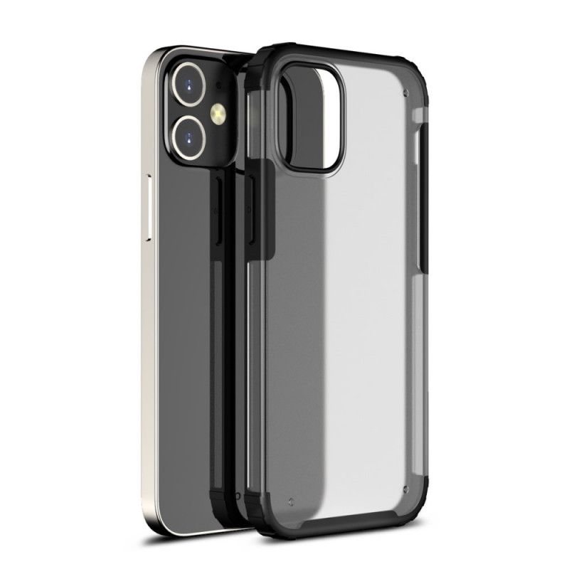 Case Hoesje iPhone 12 Pro Max Rood Zwart Telefoonhoesje Transparante Matte Hybride