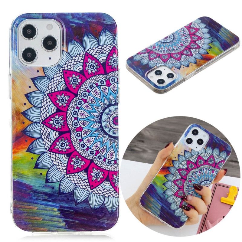 Case Hoesje iPhone 12 Pro Max Telefoonhoesje Fluorescerende Mandala