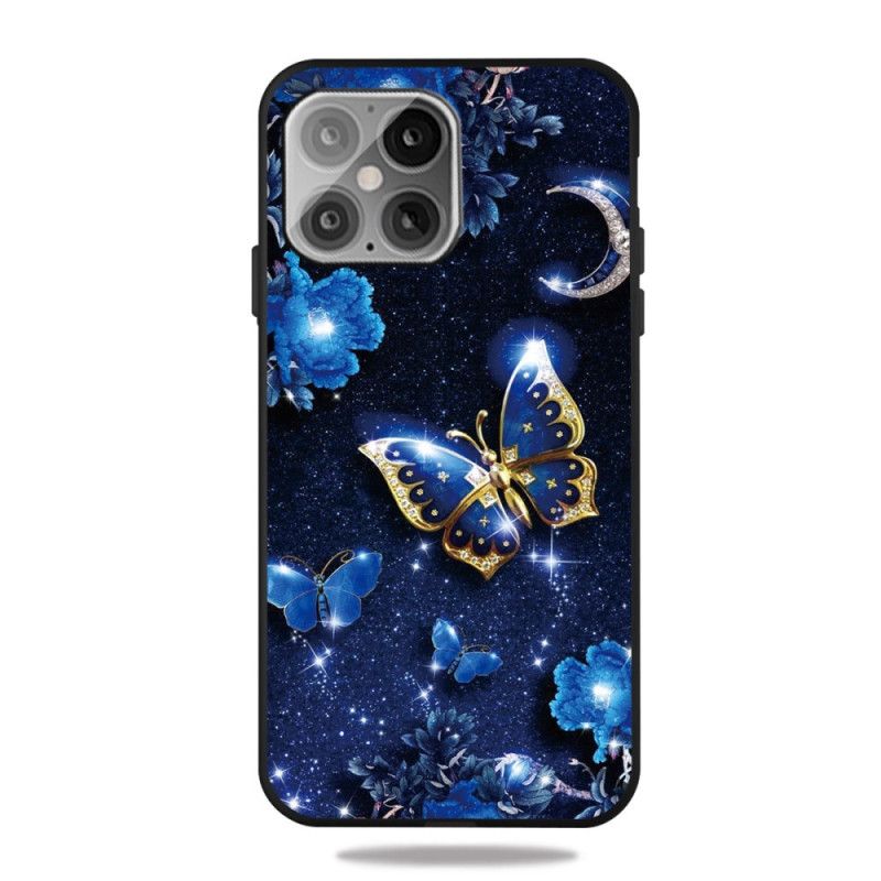 Case Hoesje iPhone 12 Pro Max Telefoonhoesje Vlinder Op Maanverlichte Nacht