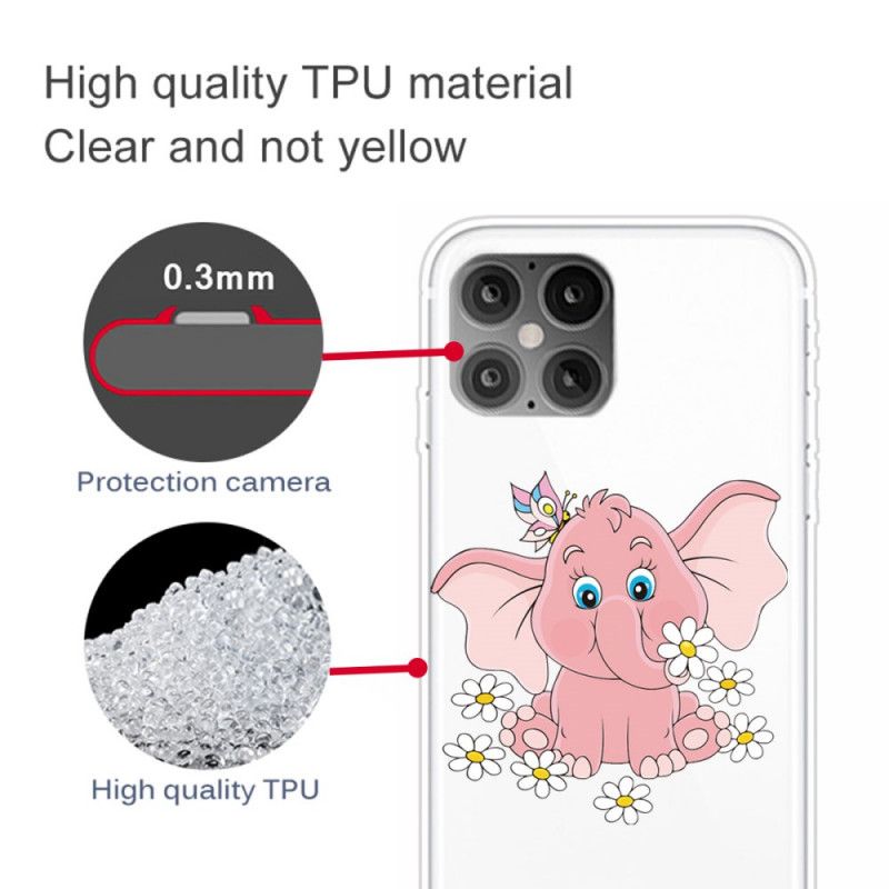 Cover Hoesje iPhone 12 Pro Max Telefoonhoesje Transparant Roze Olifant