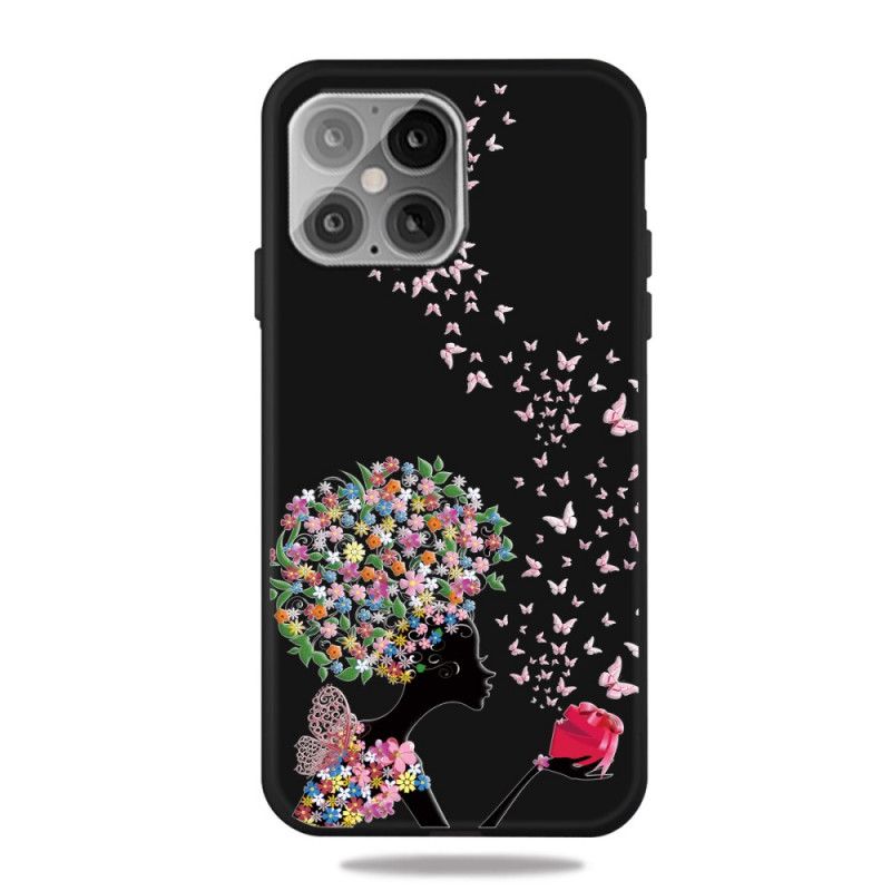 Cover Hoesje iPhone 12 Pro Max Telefoonhoesje Vrouw Met Bloemig Hoofd