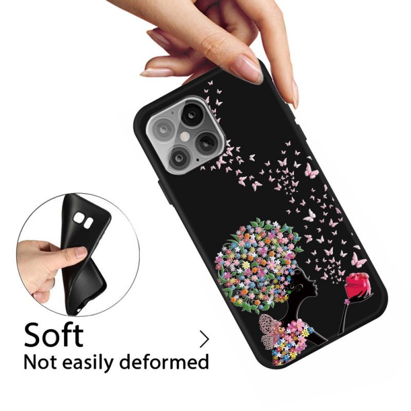 Cover Hoesje iPhone 12 Pro Max Telefoonhoesje Vrouw Met Bloemig Hoofd