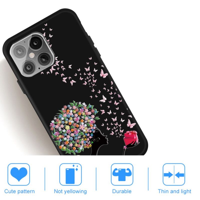 Cover Hoesje iPhone 12 Pro Max Telefoonhoesje Vrouw Met Bloemig Hoofd