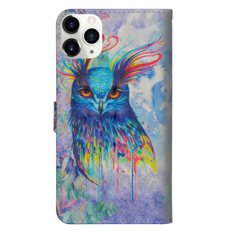 Flip Case Leren iPhone 12 Pro Max Aquarel Vogel