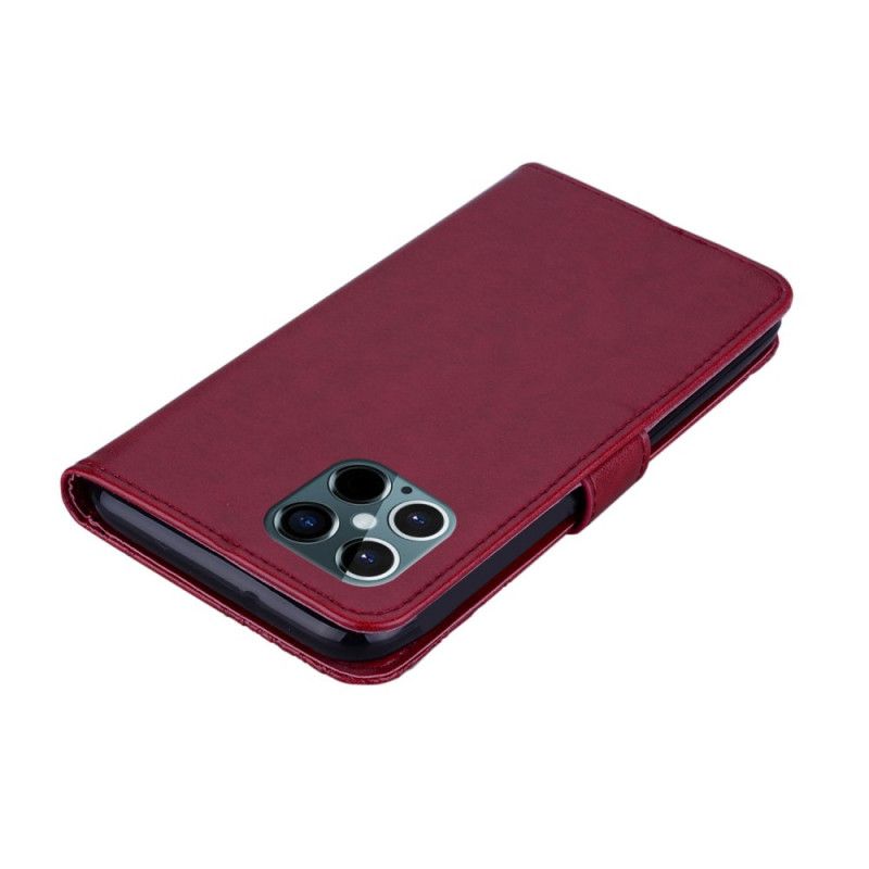 Flip Case Leren iPhone 12 Pro Max Bruin Magenta Uil Mandala En Bedel