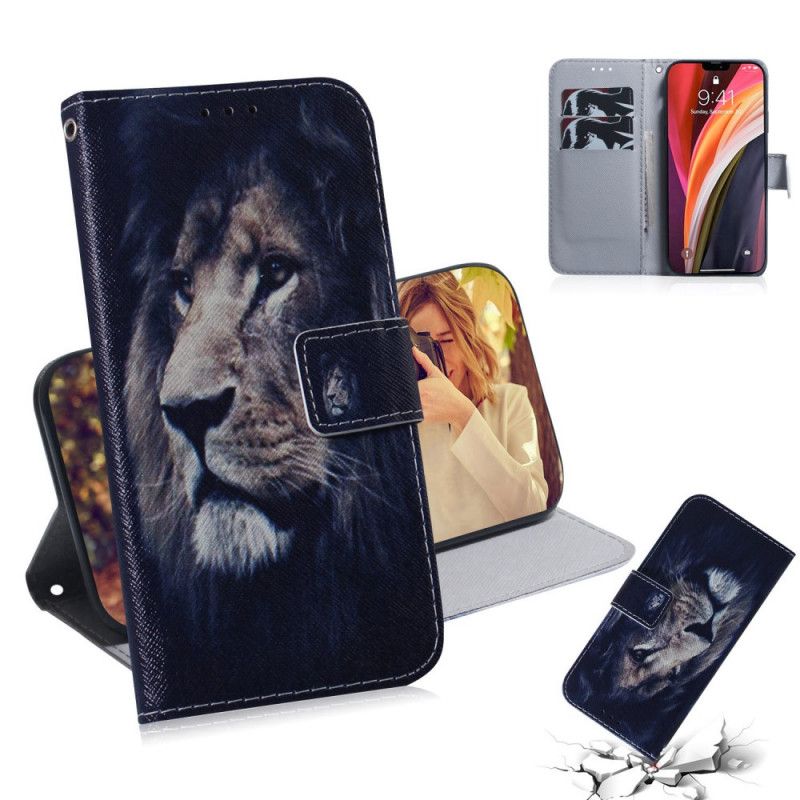 Flip Case Leren iPhone 12 Pro Max Dromende Leeuw