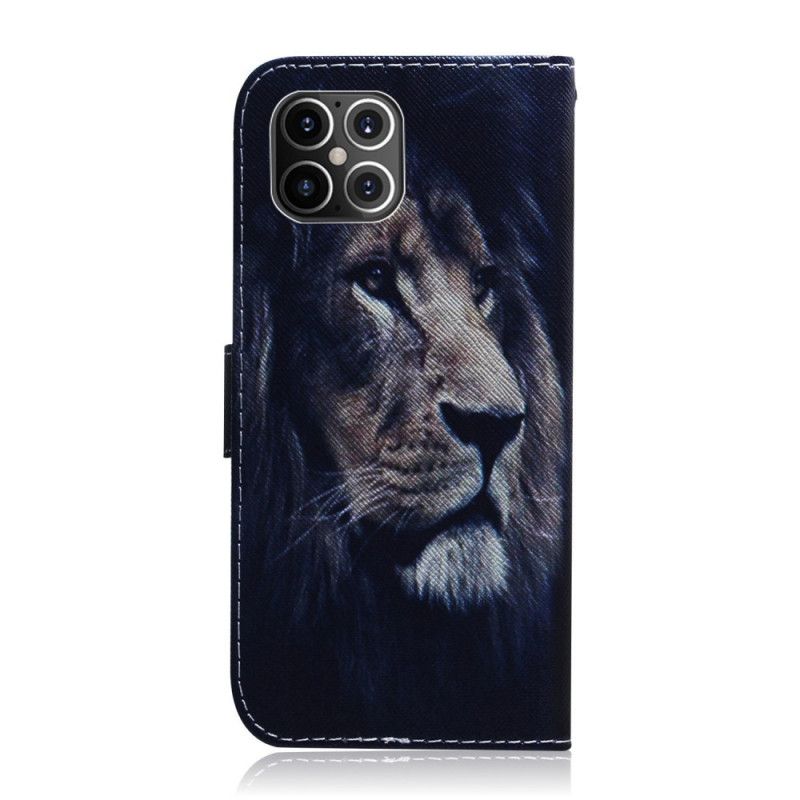 Flip Case Leren iPhone 12 Pro Max Dromende Leeuw