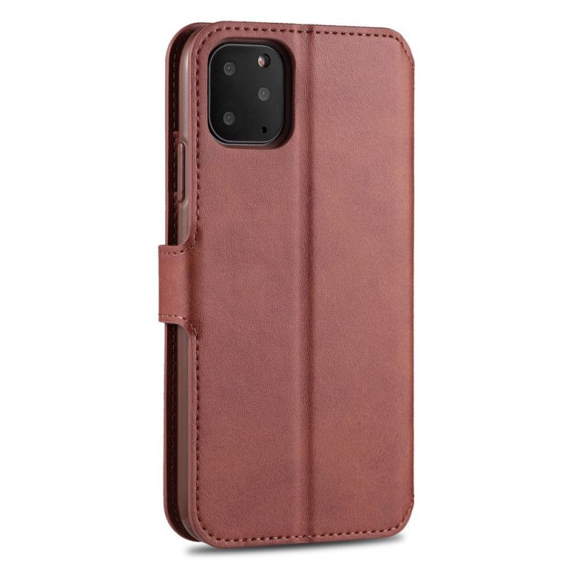 Flip Case Leren iPhone 12 Pro Max Grijs Zwart Leereffect Azns