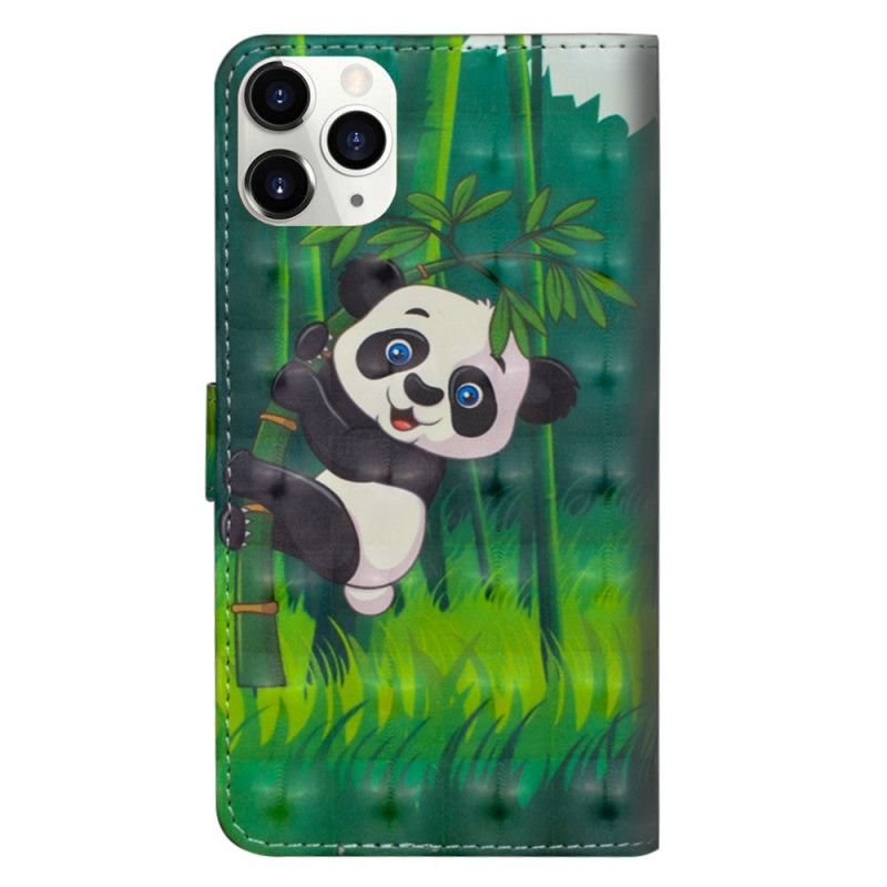 Flip Case Leren iPhone 12 Pro Max Panda En Bamboe