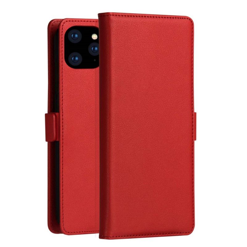 Flip Case Leren iPhone 12 Pro Max Rood Zwart Dzgogo Milo-Serie