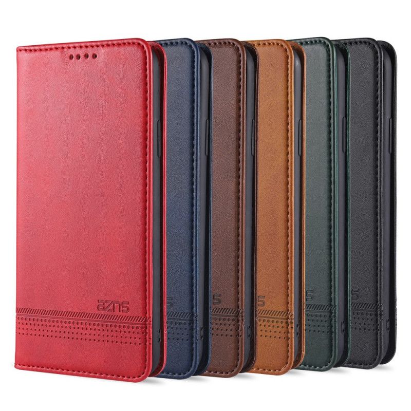 Folio-hoesje iPhone 12 Pro Max Rood Zwart Azns Leerstijl