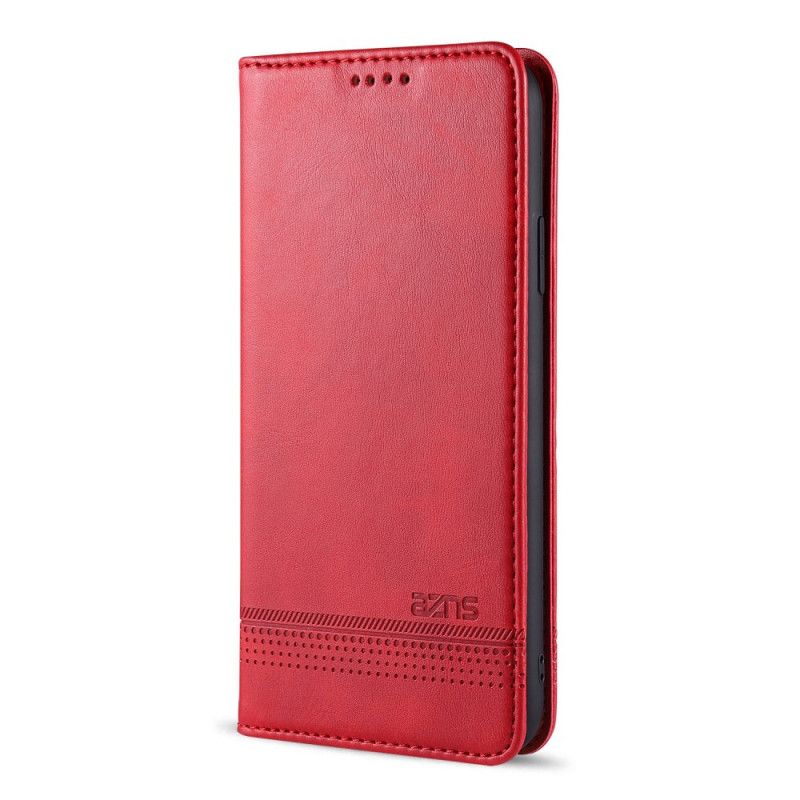 Folio-hoesje iPhone 12 Pro Max Rood Zwart Azns Leerstijl