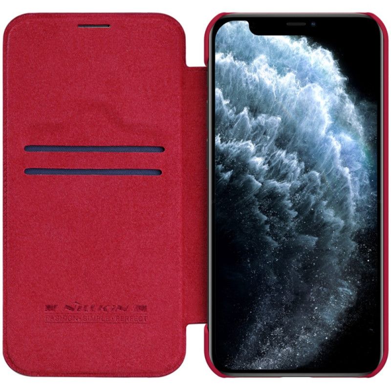 Folio-hoesje iPhone 12 Pro Max Rood Zwart Telefoonhoesje Nillkin Qin-Reeks