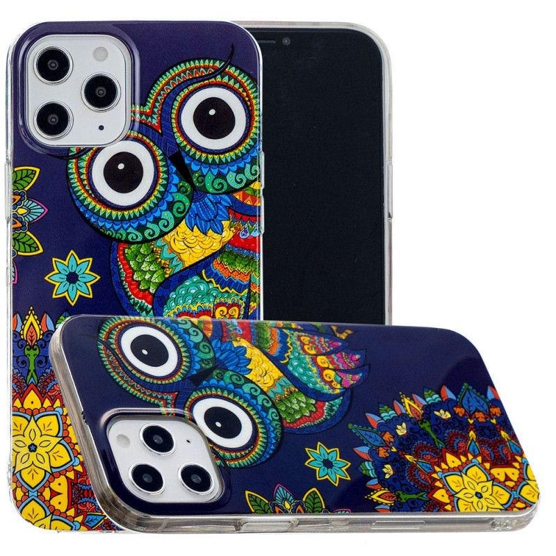 Hoesje iPhone 12 Pro Max Fluorescerende Mandala-Uil