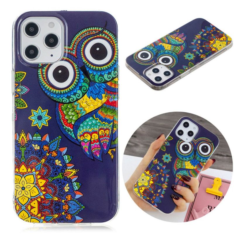 Hoesje iPhone 12 Pro Max Fluorescerende Mandala-Uil